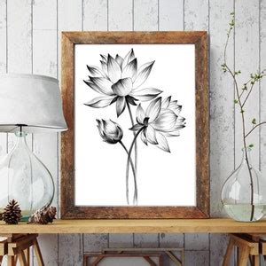 Lotus Sketch Botanical Print Digital File JPEG Hygge Art Print A1