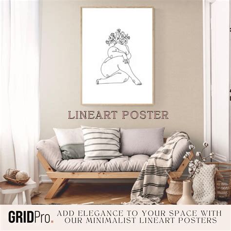 Flower Naked Woman Line Art Printable Wall Art Abstract Woman Body Line Drawing Feminine