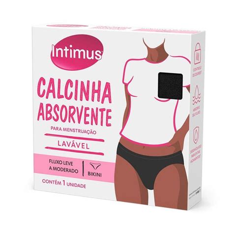 Calcinha Absorvente Menstrual Intimus Bikini Lavável Fluxo Leve a Moderado M Unidade