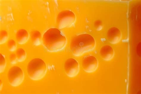 Cheese Texture Bright Yellow Cheese With Big Holes Emmental Or