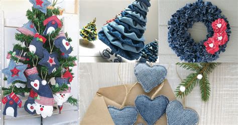 15 Adornos Navideños En Tela De Jeans