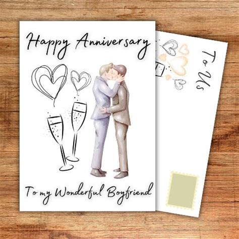 Special Gay Anniversary Card For Your Wonderful Boyfriend Perfect For Any LGBT Anniversary