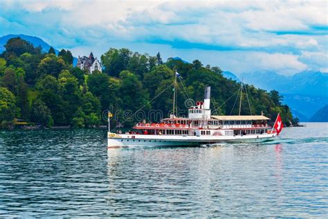 Tourist Cruise Boat Lucerne Lake Stock Image Image Of Lakeside