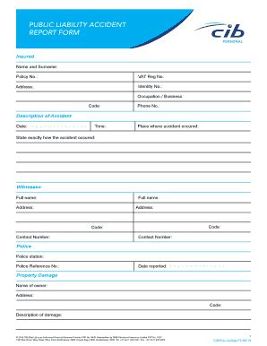 Fillable Online Public Liability Accident Report Form Cib Co Za Fax