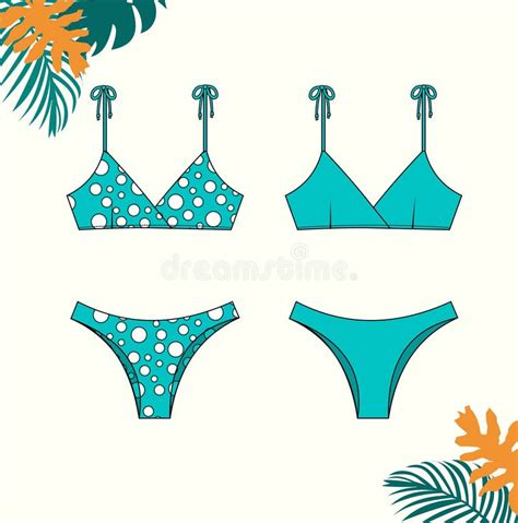 Modèle Plat De Croquis De Mode De Bikini Illustration de Vecteur Illustration du isolement
