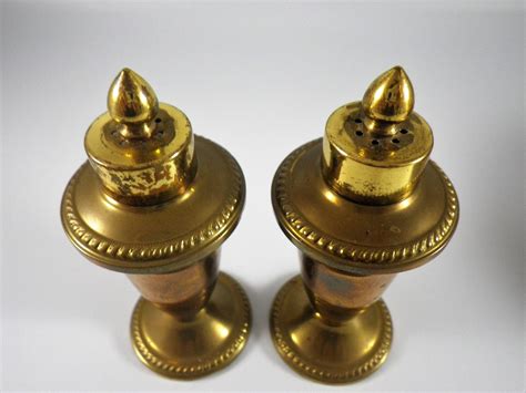 Brass Salt And Pepper Shaker Set Vintage Luxury Etsy