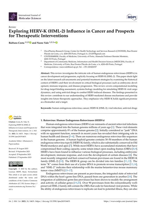 Pdf Exploring Herv K Hml Influence In Cancer And Prospects For