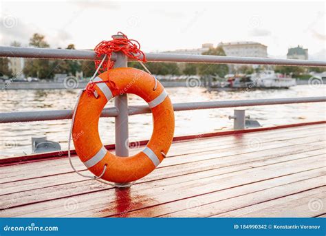 Orange Lifebuoy On The River Dock Stock Photo Image Of Architecture