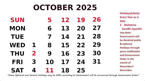 October Calendar 2025 - YouTube