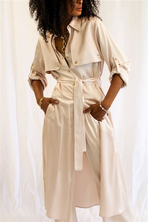 Heathrow Blush Shirt Dress Trench By Uli Dakota Stone Boutique