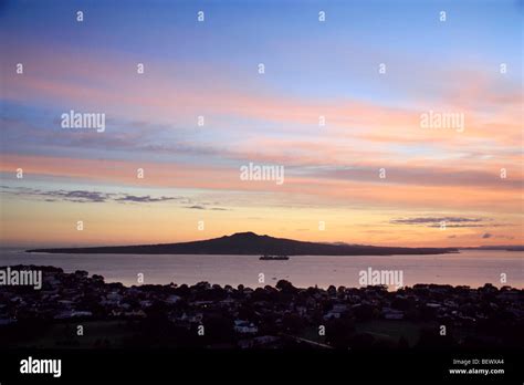 Sunrise Over Rangitoto Island From Devonport Auckland North Island