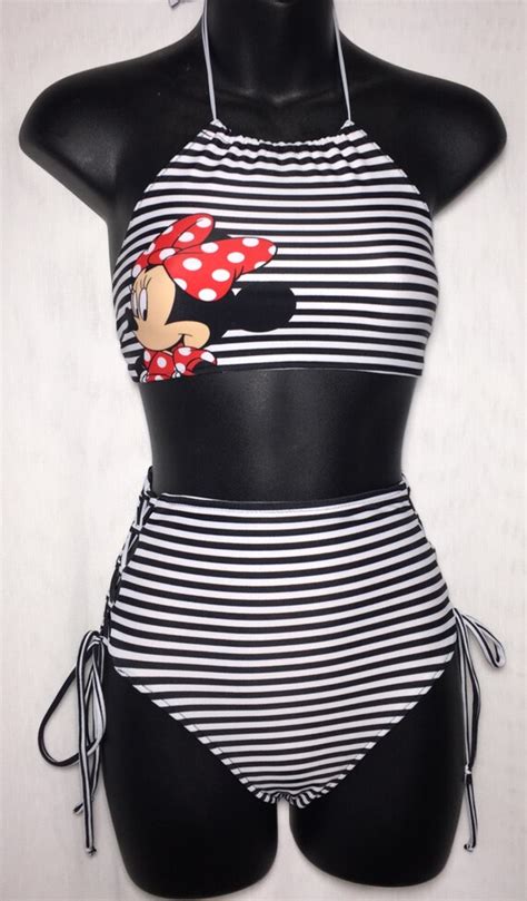 Disney Minnie Mouse Highwaist Vintage Inspired Swimwear Bikini