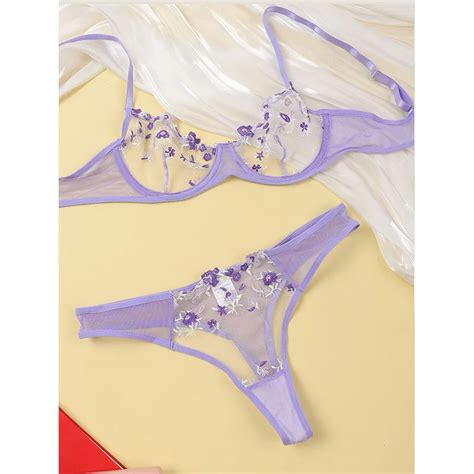 Pcs Set Sexy Lace Sensual Lingerie Erotic Embroidery Lace Bra For