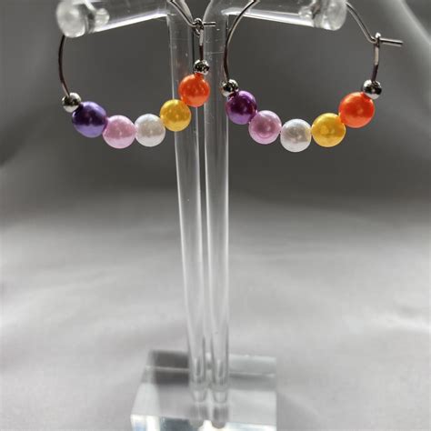 Beautiful Beaded Lesbian Flag Earrings Made Using A Depop