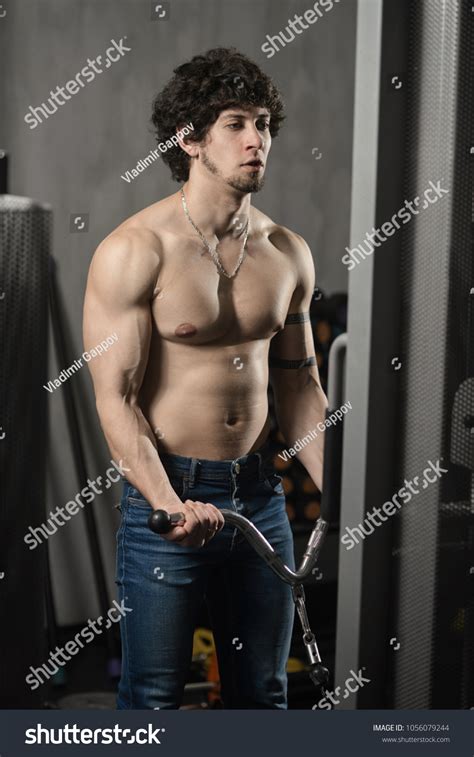 Fitness Athlete Naked Torso Trains On Stock Photo 1056079244 Shutterstock