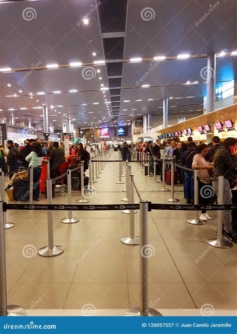 Interior or Inside of the Airport El Dorado in Bogota. with