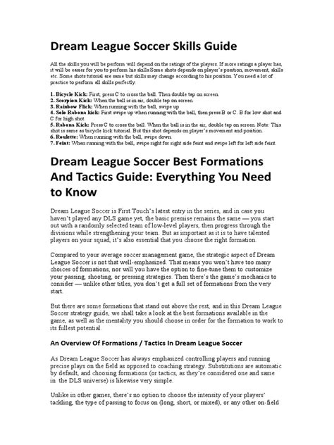 Dream League Soccer Guide | PDF