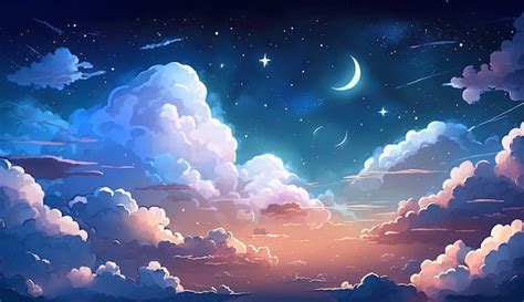 Premium Ai Image Starry Sky Above The Clouds Cute Sky Background Generative Ai