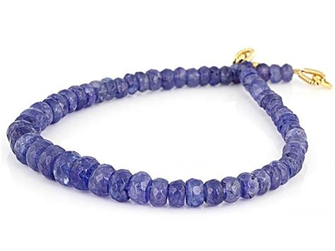 Blue Rondelle Tanzanite K Yellow Gold Beaded Bracelet Ahg Gold