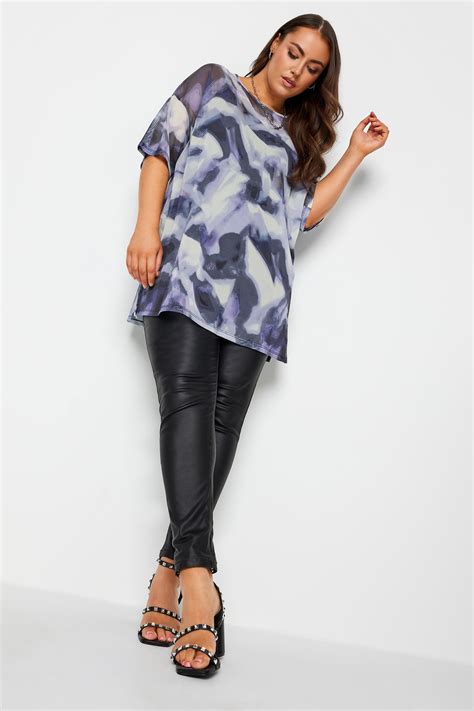 Yours Plus Size Black Abstract Print Oversized Mesh Top Yours Clothing