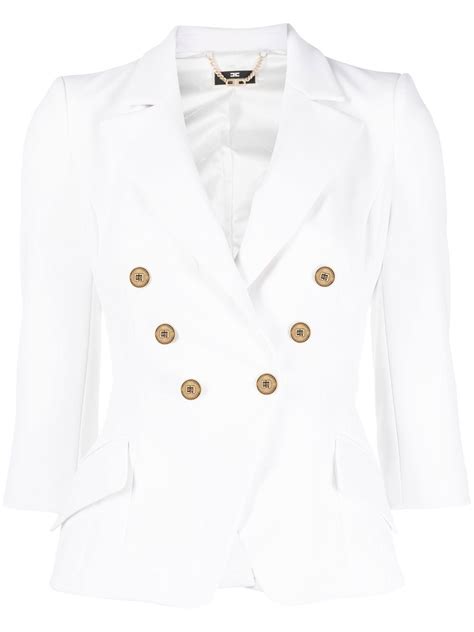 Elisabetta Franchi Double Breasted Tailored Blazer White Farfetch