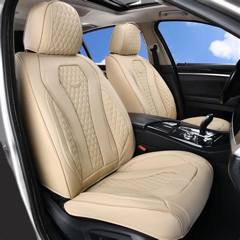 Coverado Leather Seat Covers Full Set 5 Seats Universal Seat Covers For Cars Waterproof Luxury