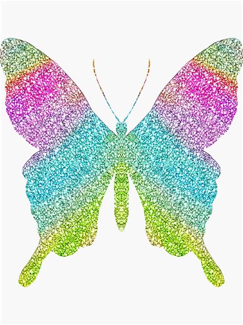 Rainbow Glitter Sparkle Butterfly Sticker For Sale By Jwyly12 Redbubble