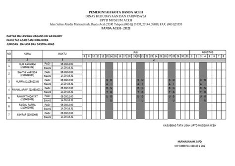 Absen Magang Disbudpar Pdf