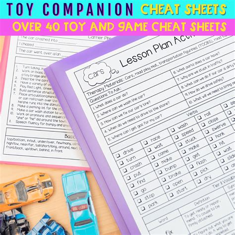 Toy Companion Play Based Speech Therapy Cheat Sheets Preview