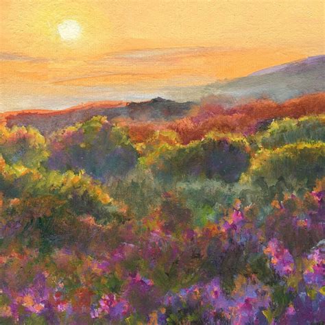 Flower Field ORIGINAL Painting Purple Flower Landscape - Etsy