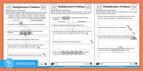 Year 2 Maths Multiplication Word Problems Worksheet Twinkl