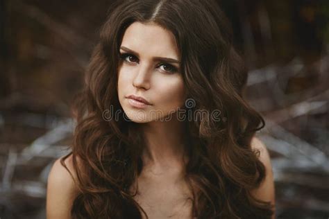 Beautiful Naked Brunette In The Forest Stock Image Image Of Breasts Human