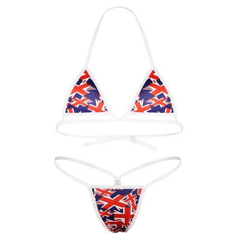 Women Britain Flag Bikini Swimsuit Set Sexy G String Thong Bikini Split Swimwear Female Low