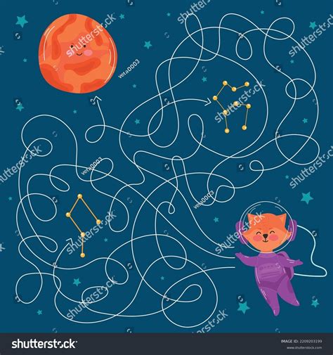 Vector Cartoon Astronaut Planets Vector Labyrinth Stock Vector Royalty