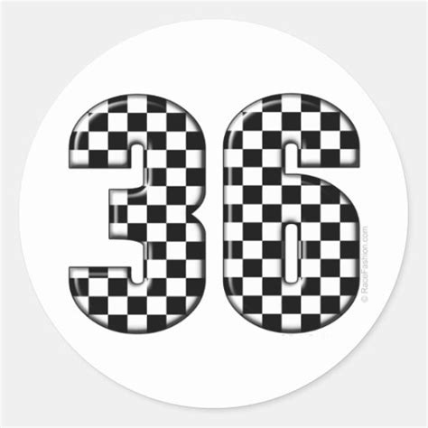 36 Auto Racing Number Round Sticker Zazzle