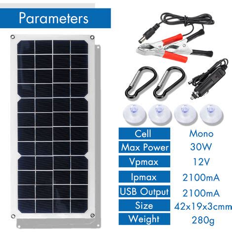 Pannello Solare 30W Doppio DC USB Monocristallino Flessibile Caricatore