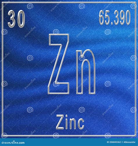 Anzeichen Von Chemischen Elements Zinkgehalt Mit Ordnungszahl Und