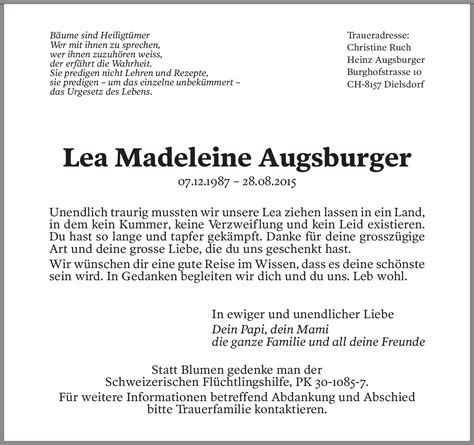 Lea Madeleine Augsburger Hommages