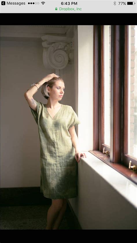 Organic Cotton Shift Dress in Moss Green. Handdyed & Handmade, Mod