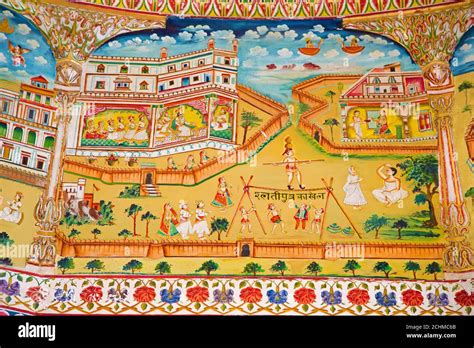 Fresco In Laxmi Nath Temple Bikaner India Stock Photo Alamy
