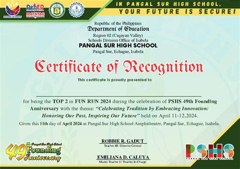 Certificates For Fun Run Laro Ng Lahi Winners Teacher Iii