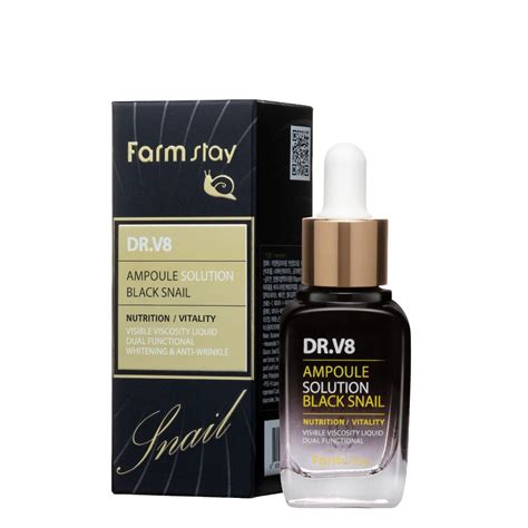 Farmstay Dr V8 Ampoule Solution Black Snail 30ml KoreaShop Md