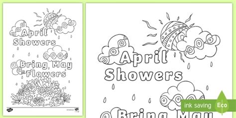 April Showers Bring May Flowers Mindfulness Colouring Page