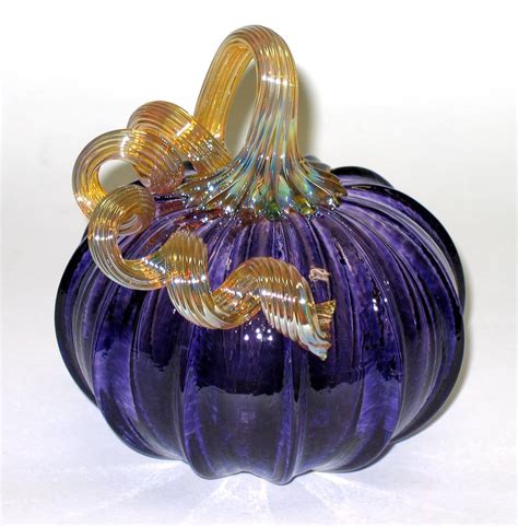 Hand Blown Glass Pumpkin Purple Pumpkin Handmade