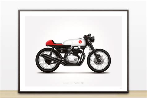 Honda Classic Cb350 Cafe Racer Motorcycle Illustration Poster Print