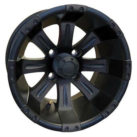 12 Golf Cart Wheel 12 Spoke Black Rim And Center Cap 12x7 Et 25