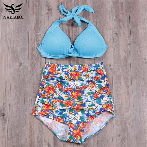 NAKIAEOI Bikini de estilo vendaje para mujer traje de baño Sexy de cintura alta juego de