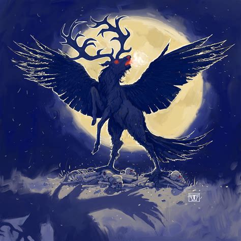 artstation mythological hybrid animal peryton