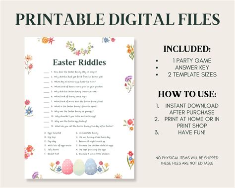 Easter Riddles Easter Riddles For Kids Fun Easter Activity Etsy