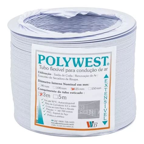 Tubo Plástico Polywest 125 Mm Westaflex 3 Metros Frete grátis